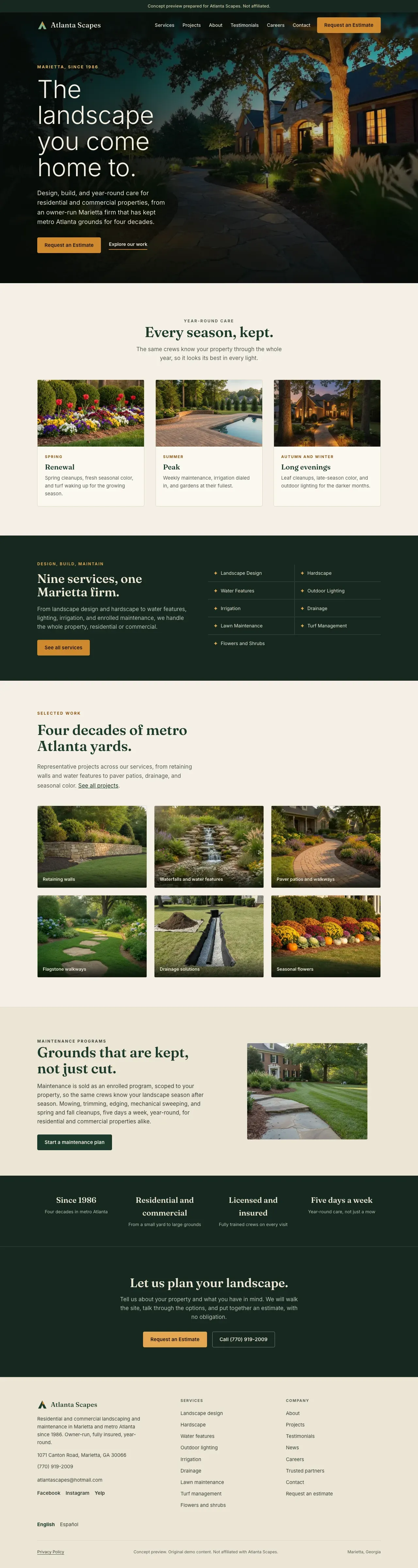 The Dusk direction homepage, shown in a browser window