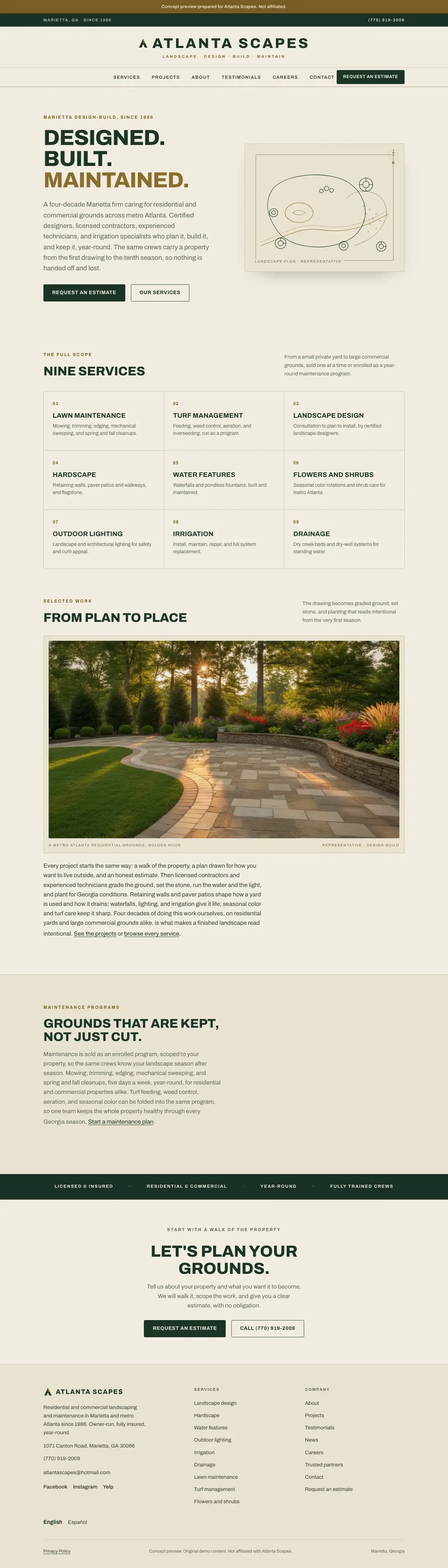 The Site Plan direction homepage, shown in a browser window